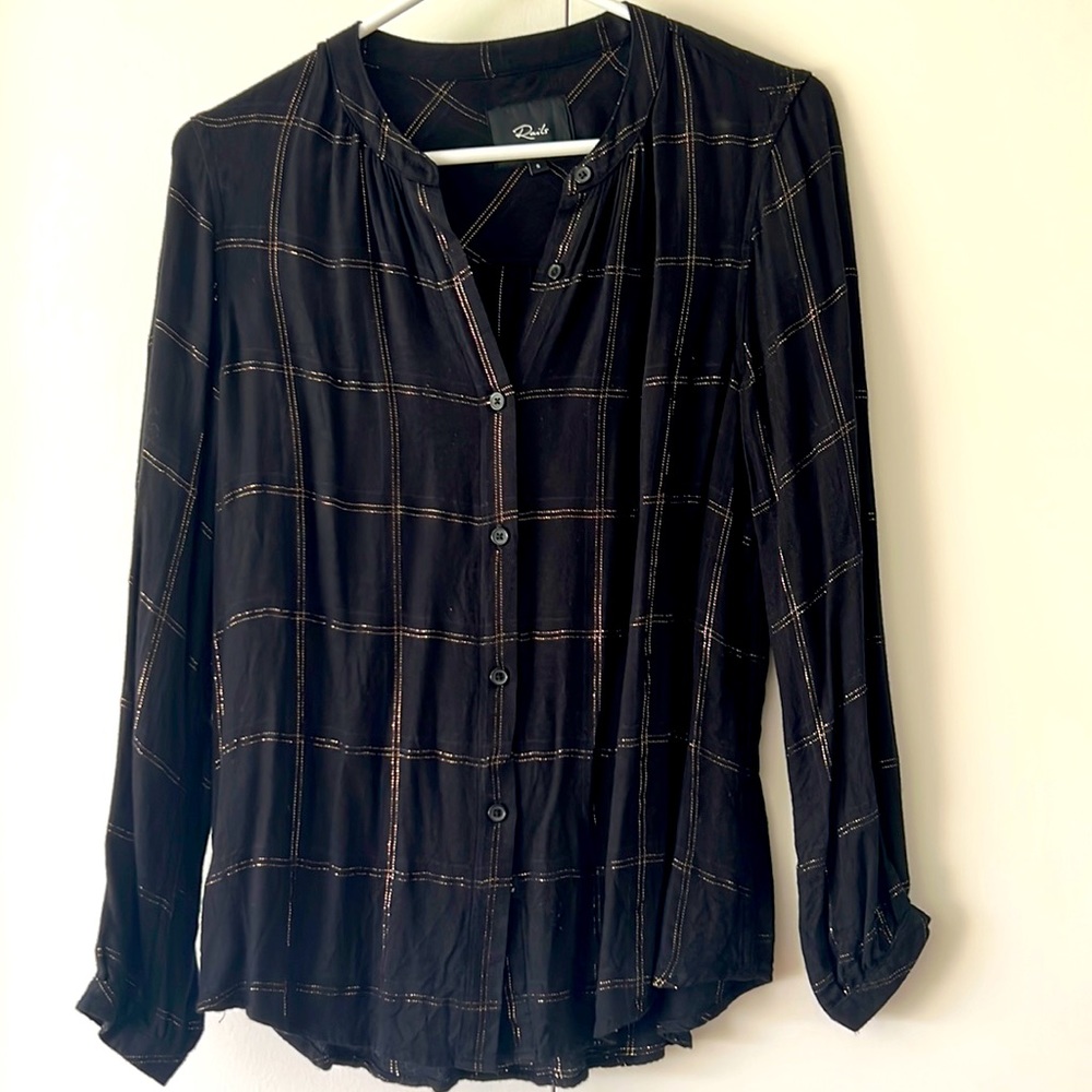 Rails flannel with gold stitching